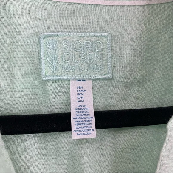 NWT Sigrid Olsen Mint Green Linen Button-Up Tunic, Size M - Picture 3 of 11